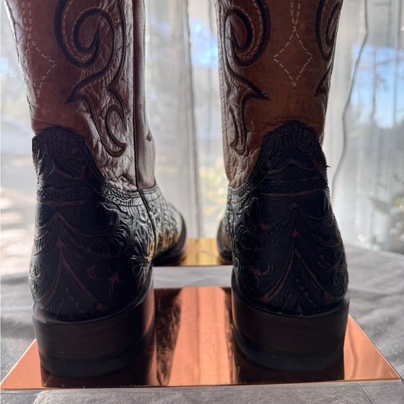 REYME  Leather Cowboy Boots – Floral Tooled Brown Size 25 US / Women’s 8) - Picture 3 of 9